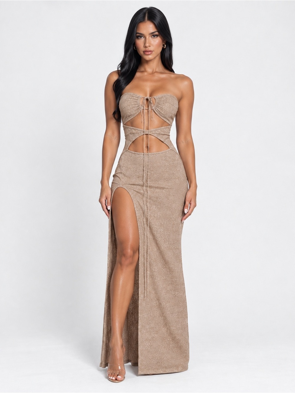 NWT OUTCAST Shimmer Strapless Cutout Maxi M